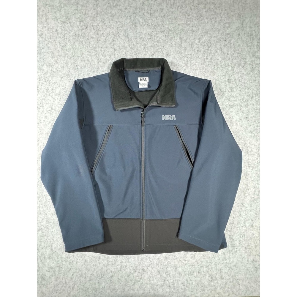 NRA Jacket Mens 3XL Blue Softshell Fleece Lined Full Zip Pockets Outdoor Hunting
